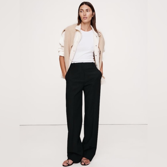 NWT Banana Republic Modern Straight Refined Black Pant Size 4/T (#713498) - Picture 1 of 7
